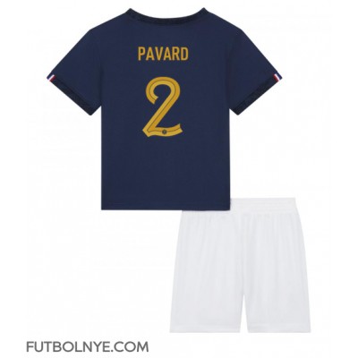 Camiseta Francia Benjamin Pavard #2 Primera Equipación para niños Mundial 2022 manga corta (+ pantalones cortos)
